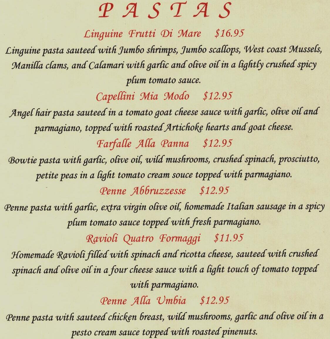 Dinner Pastas